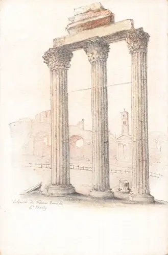 A935 Italien Rom Roma Säulen Forum Romanum Litho Vintage Postkarte