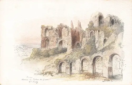A935 Italien Rom Roma Ruinen des Palastes Cäsar Litho Vintage Postkarte