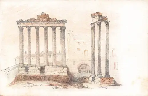 A935 Italien Rom Roma Tempel des Jupiter Litho Vintage Postkarte
