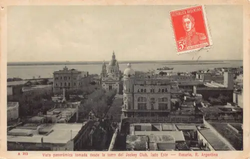 L354 Argentinien Rosario Panorama tomada torre del Jockey Club lado Este Postkarte