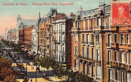 L355 Argentinien Buenos Aires Aveniada de Mayo Autos Oldtimer Postkarte