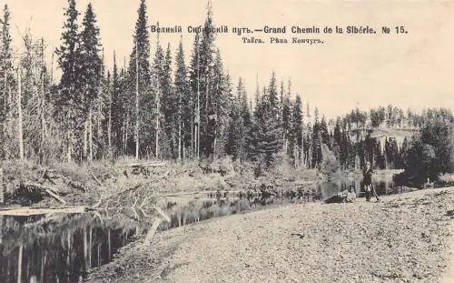 Russland Transsibirische Eisenbahn Taiga Fluss Kemtschug Nr 15 Postkarte B681