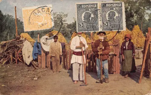 L092 Rumänien 1923 Landleben Volkstracht Vintage Postkarte