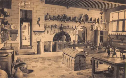 A098 Belgien Brügge Hotel Gruuthuse Küche Interieur Vintage Postkarte