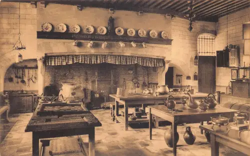 A098 Belgien Brügge Hotel Gruuthuse Küche Interieur Keramik Vintage Postkarte