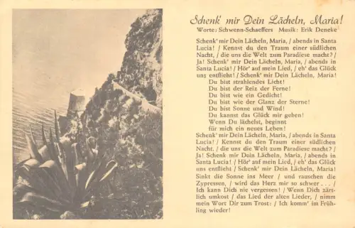 Liederkarte Schenk' mir Dein Laecheln, Maria! River View, Vintage Postkarte