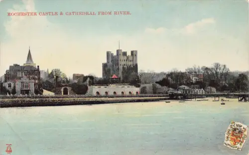 A890 England Rochester Castle und Kathedrale von River Vintage Postkarte