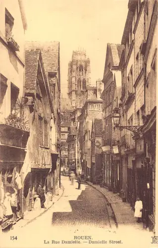 C028 Frankreich, Rouen Damiette Straße Vintage Postkarte