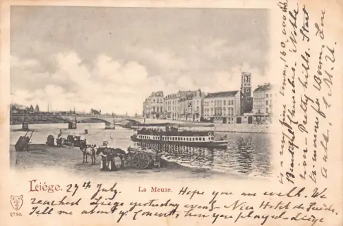 Belgien 1899 Lüttich La Maas Dampfschiff Postkarte B997