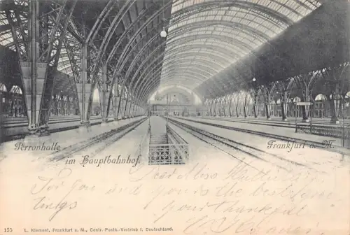 Deutschland 1898 Frankfurt a M Peeronhalle Hauptbahnhof Bahnhof Postkarte B999