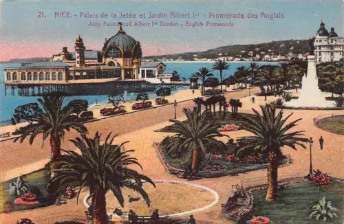 C034 Frankreich, schöner Steg Palace und Albert 1. Garten Englische Promenade Postkarte