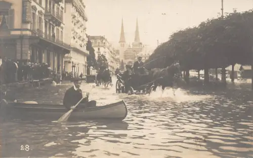 Schweiz Hochwasser in Luzern 1910 Katastrophe Hochwasser Vintage Postkarte C451