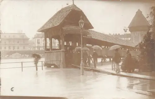 Schweiz Hochwasser in Luzern 1910 Katastrophe Hochwasser Vintage Postkarte C451