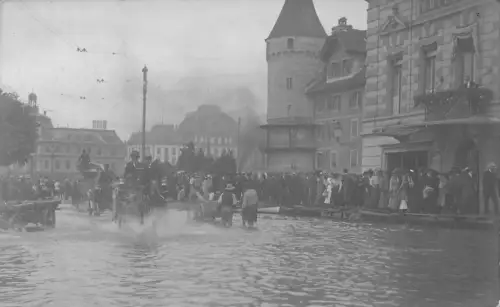 Schweiz Hochwasser in Luzern 1910 Katastrophe Hochwasser Vintage Postkarte C451
