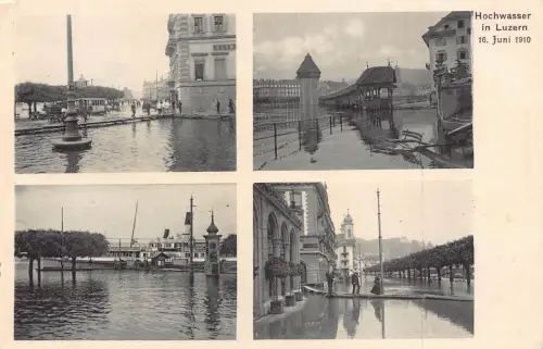 Schweiz Hochwasser in Luzern 1910 Katastrophe Hochwasser Vintage Postkarte C451