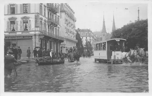 Schweiz Hochwasser in Luzern 1910 Katastrophe Hochwasser Vintage Postkarte C451