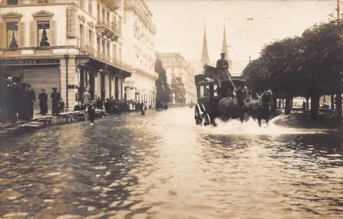 Schweiz Hochwasser in Luzern 1910 Katastrophe Hochwasser Vintage Postkarte C451