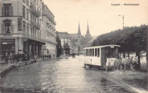 Schweiz Hochwasser in Luzern 1910 Katastrophe Hochwasser Vintage Postkarte C451