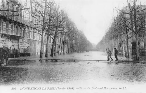 Frankreich Paris Inondationen 1910 Katastrophe Hochwasser Vintage Postkarte C451