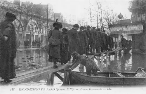 Frankreich Paris Inondationen 1910 Avenue Daumesnil Hochwasser Vintage Postkarte C451