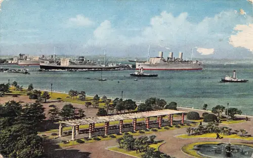 A671 Japan Yokohama Hafen Dampfschiff Vintage Postkarte