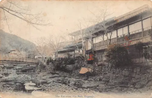 A671 Japan Karuruse Hot Bath Nagasaki Vintage Postkarte