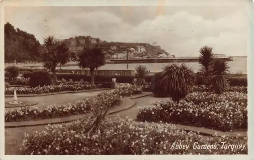 B211 England 1950 Torquay Abbey Gardens RPPC Vintage Postkarte