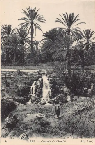 B215 Tunesien Gabes Cascade de Chenini Wasserfall Vintage Postkarte