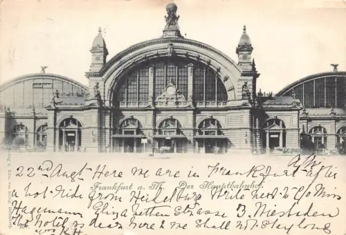 Deutschland 1898 Frankfurt a M Der Hauptbahnhof Bahnhof Vintage Postkarte C312