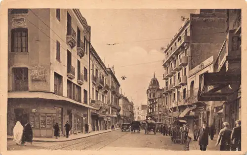 B218 Tunesien Tunis Rue Al-Djazira Straße Vintage Postkarte