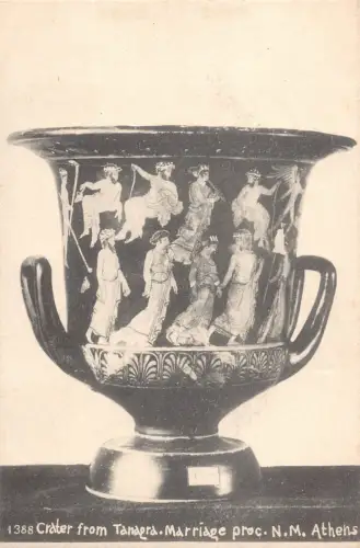 B220 Griechenland Krater aus Tanagra Heiratstopf Athen Vintage Postkarte