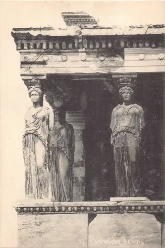 B220 Griechenland Karyatiden Athen Statuen Vintage Postkarte