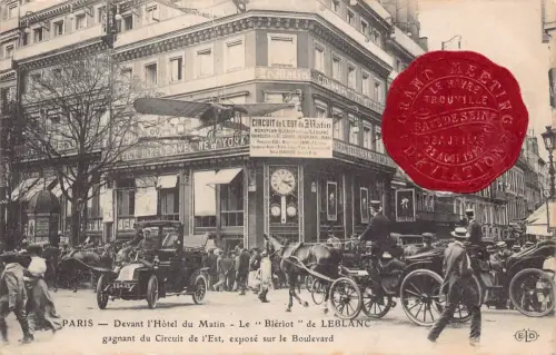 Frankreich Paris Hotel Matin Monoplan Bleriot Fliegertreffen 1910 Postkarte L546