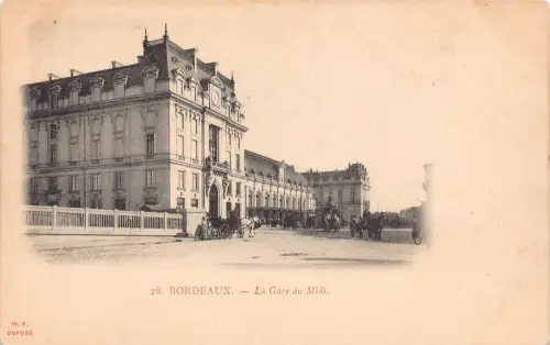 Frankreich Bordeaux Bahnhof Gare du Midi Vintage Postkarte L551