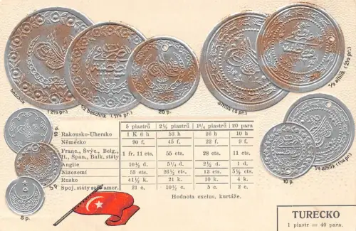 Türkei Tausch Tischflagge Münzen geprägt Münzpostkarte C315