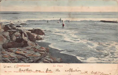 B239 Chile 1905 Constitucion Playa Strand Meer Vintage Postkarte