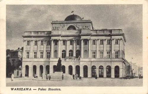 B240 Polen 1950 Warschauer Palast Staszica Palace Vintage Postkarte