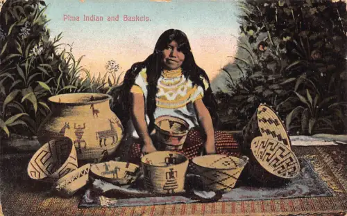 B240 US Indianer Pima Indianer und Körbe Ethno Postkarte
