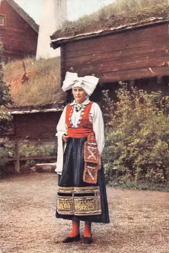 B239 Schweden Festtagskleid für verheiratete Frau Skansen Stockholm Volks Postkarte