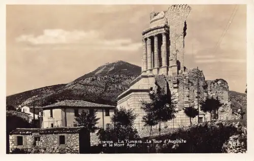 B241 Frankreich La Turbie Tour d'Auguste et Mont Agel Turm RPPC Postkarte
