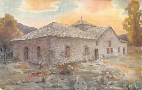 B244 Bulgarien Antike Kirche in Batak Kunst von B Michailoff Kunst Postkarte