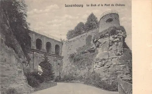 B246 Luxemburg Le Bock et Pont du Chateau Schloss Vintage Postkarte