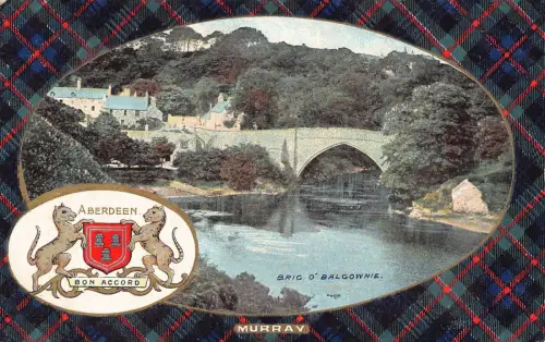 B247 Schottland Murray Tartan Brig o'Balgownie Brücke Passepartout Postkarte