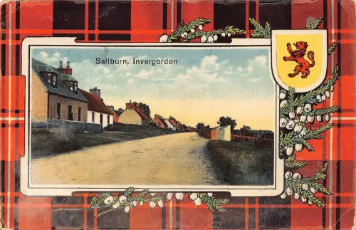 B247 Schottland 1913 Saltburn Invergordon Blumen Tartan Passepartout Postkarte