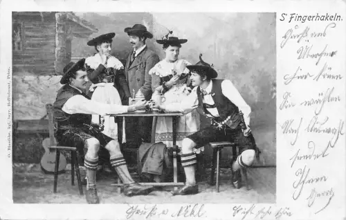 B259 Deutscher Sport 1902 Fingerhakeln Fingerringen Ziehen Volks Postkarte
