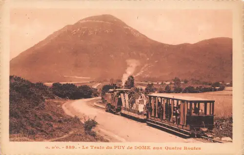Frankreich Puy de Dome aux Quatre Strecken Dampflok Eisenbahn Postkarte C319