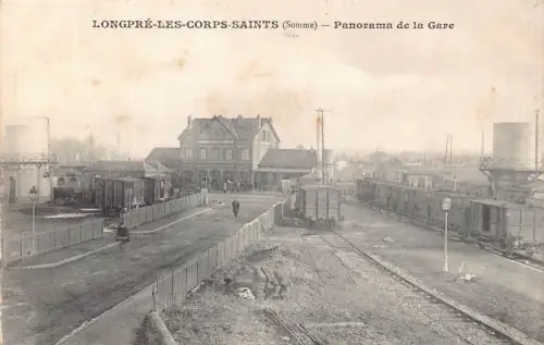Frankreich Longpre les Corps Saints Panorama de la Gare Bahnhof Postkarte C319
