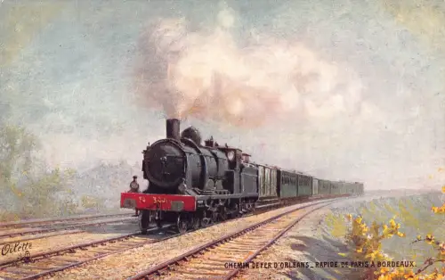 Frankreich Chemin de Fer d'Orleans Rapide Paris Bordeaux Dampflok Postkarte C319