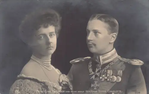 B259 Königtum Adel 1905 Prinz Eitel Friedrich von Preußen Herzogin Sophia AK