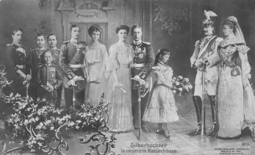B259 Königtum Adel 1906 Silberhochzeit Kaiser Wilhelm II Familienpostkarte